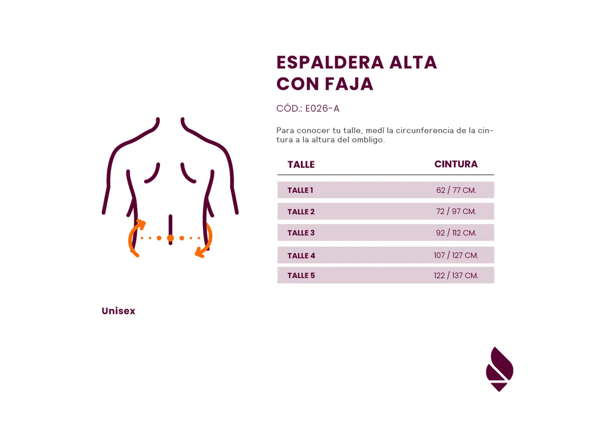 Espaldera Alta con Faja - ESPALDERA - Talle 1 al 4 - DEMA