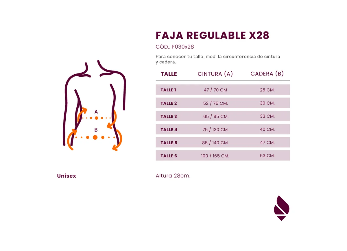 Faja Regulable por 28cm - FAJAS - Talles 1 al 6 - DEMA